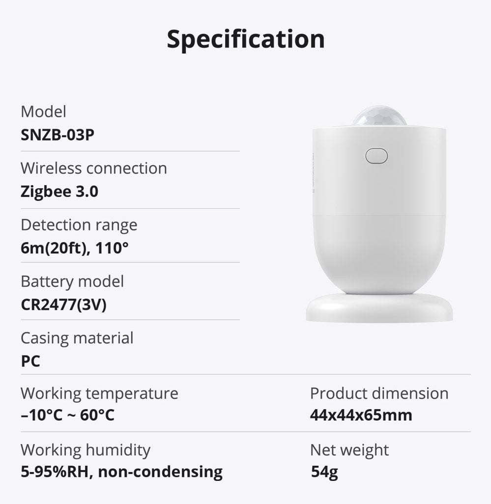 SONOFF Zigbee Motion Sensor SNZB-03P