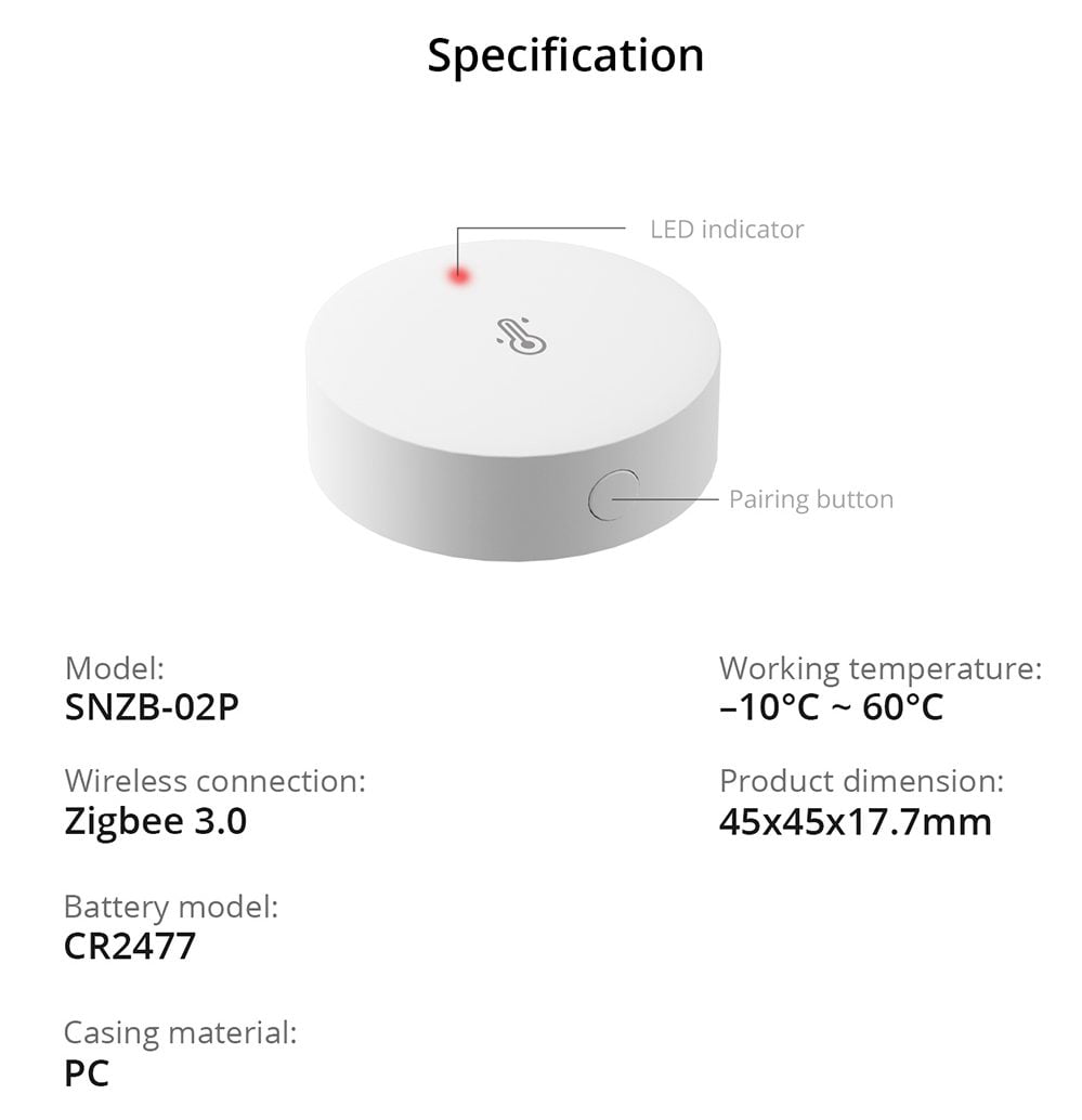 SONOFF Zigbee Temperature and Humidity Sensor SNZB-02P