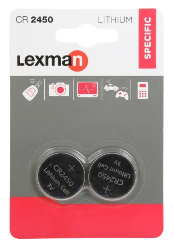 Battery CR2450 lithium 2 pack