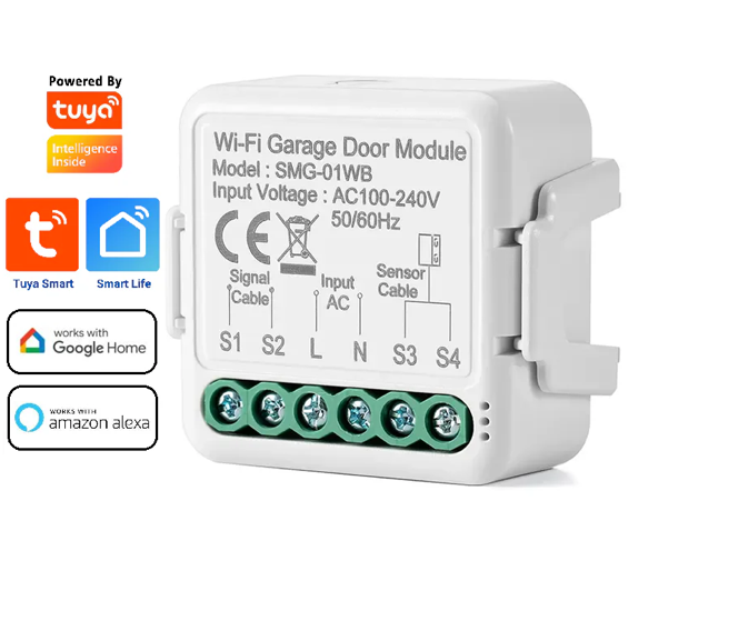 Smart Life Tuya WIFI Gate Garage Door Opener Mini Switch Inching Relay w/ Contact Sensor | 240V