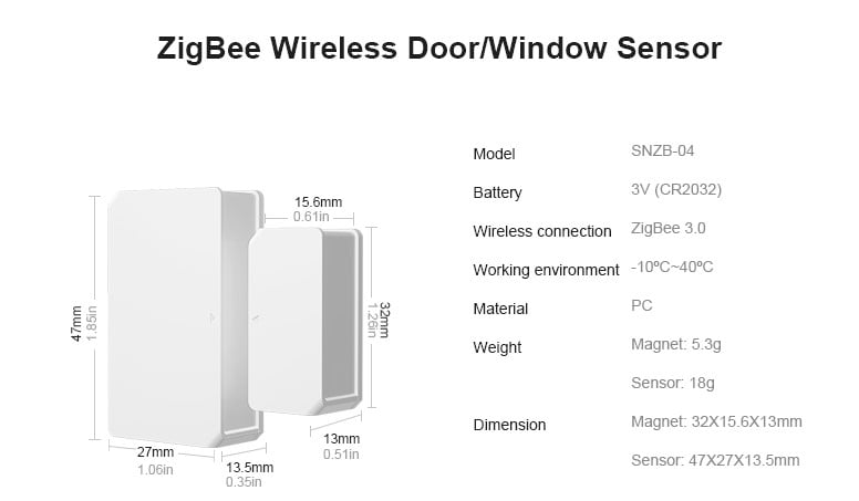SONOFF Zigbee Door Window Sensor SNZB-04P (Battery included)