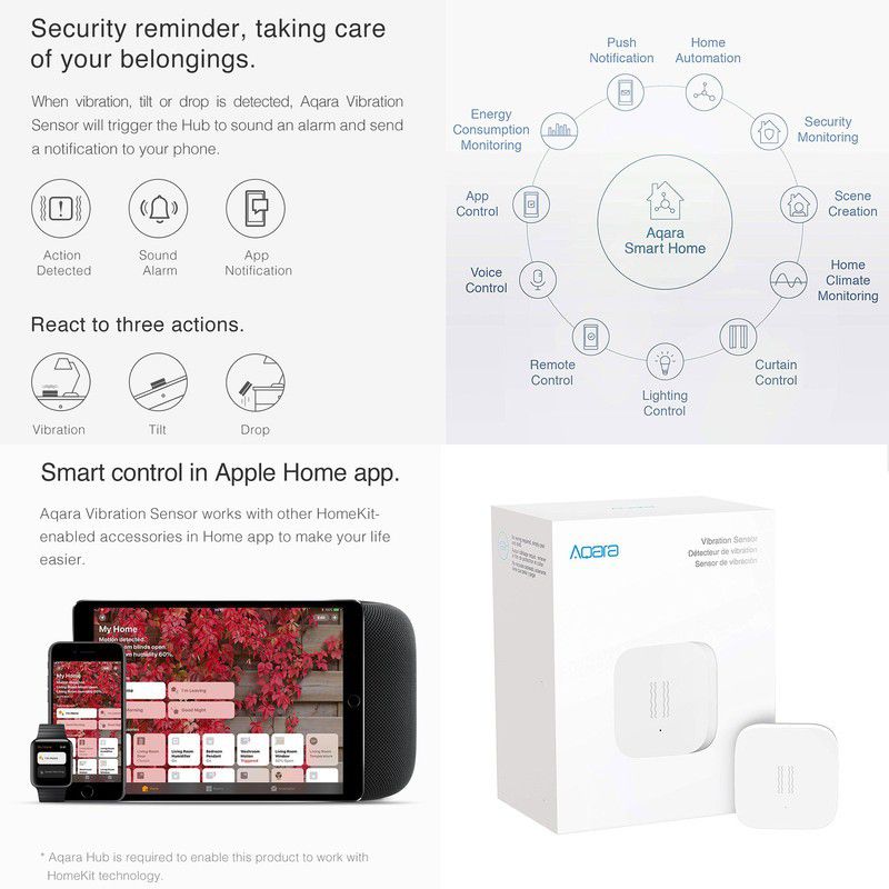 Aqara Vibration Sensor - Security & Home Automation (REQUIRES AQARA HUB)