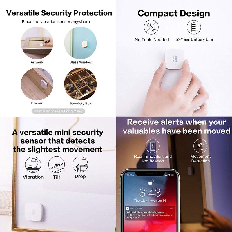Aqara Vibration Sensor - Security & Home Automation (REQUIRES AQARA HUB)
