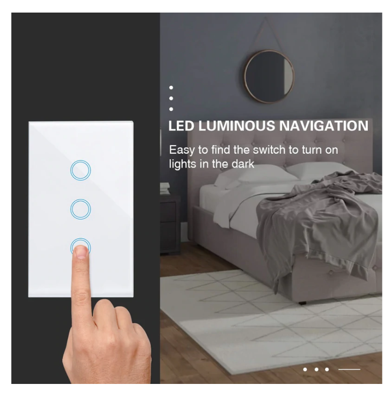 EACHEN WiFi Smart Touch Switch-L-RF-US - (NO NEUTRAL REQUIRED) (EWelink APP)