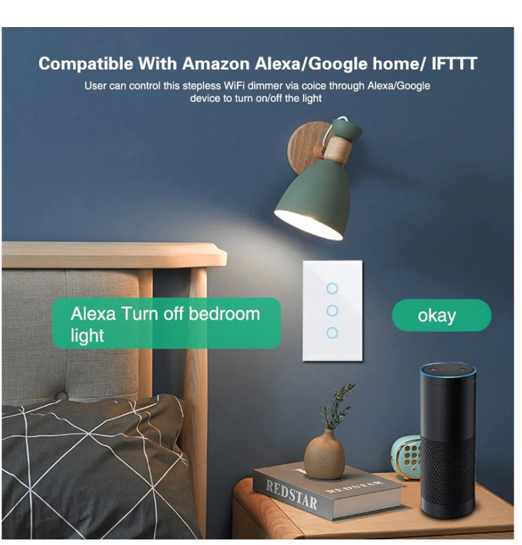 EACHEN WiFi Smart Touch Switch-L-RF-US - (NO NEUTRAL REQUIRED) (EWelink APP)