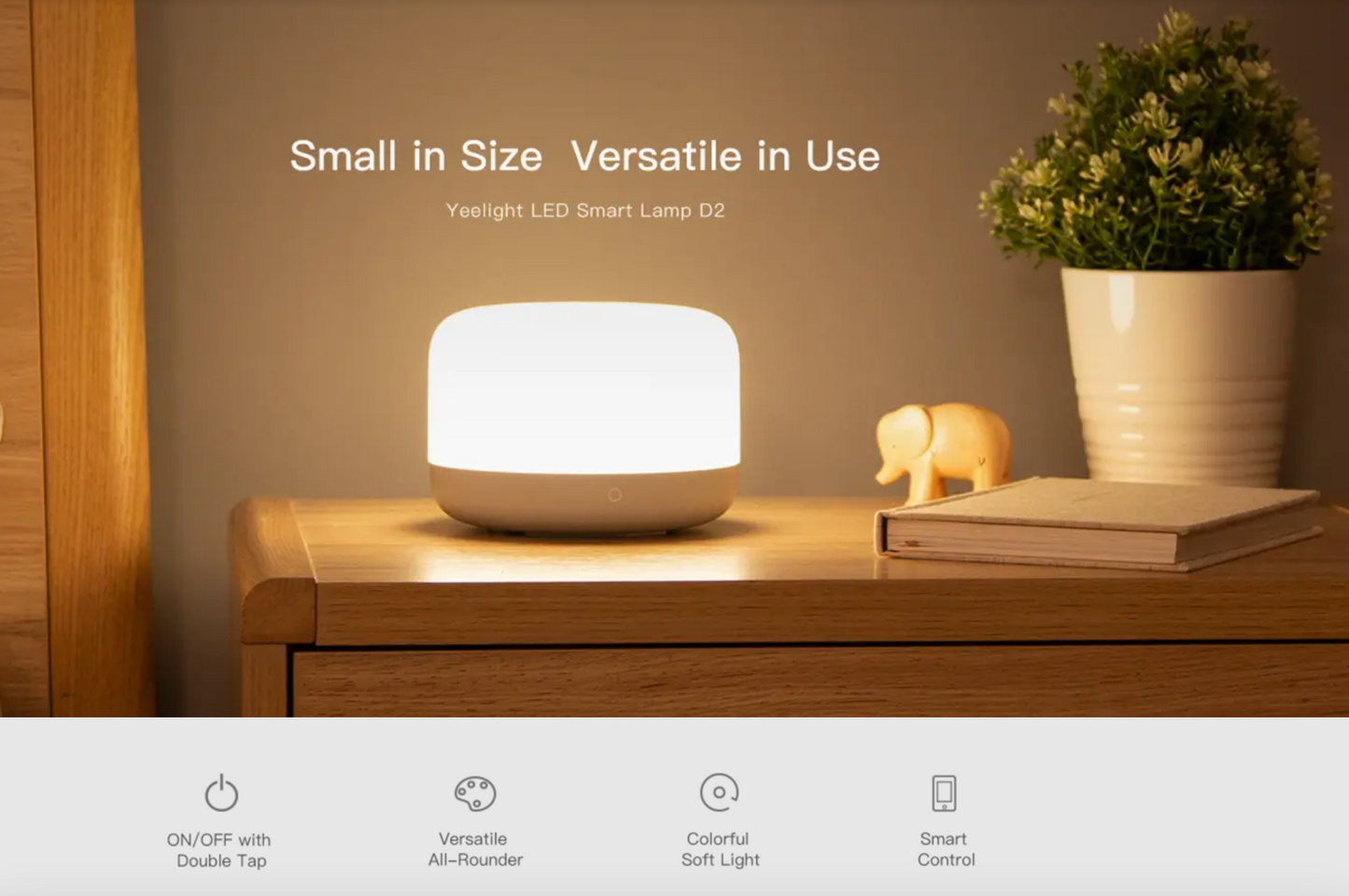 Yeelight LED Bedside Lamp D2 - RGB Coloured Smart Light Small & Versitile