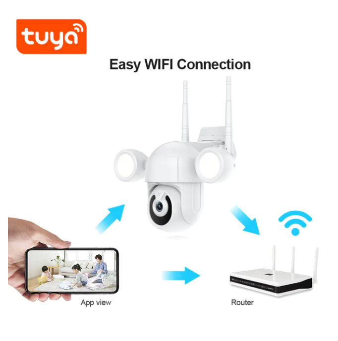 WIFI CONTROL SMART LIFE TUYA WATERPROOF OUTDOOR 5MP HD PTZ FLOODLIGHT CCTV CAMERA