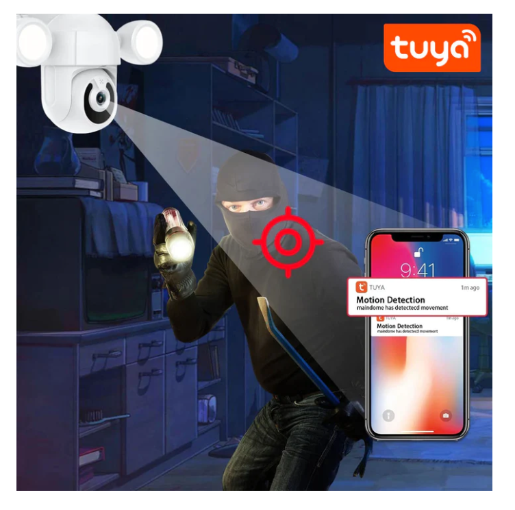 WIFI CONTROL SMART LIFE TUYA WATERPROOF OUTDOOR 5MP HD PTZ FLOODLIGHT CCTV CAMERA