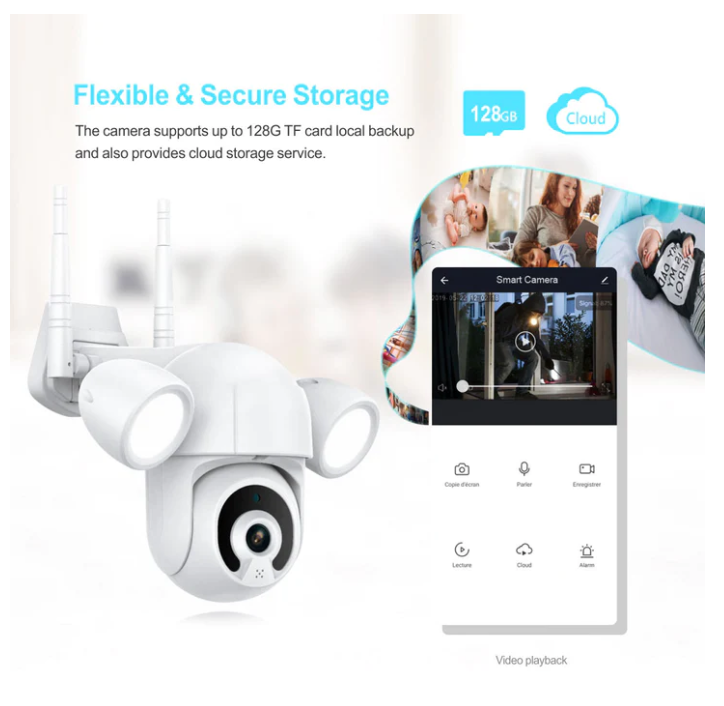 WIFI CONTROL SMART LIFE TUYA WATERPROOF OUTDOOR 5MP HD PTZ FLOODLIGHT CCTV CAMERA