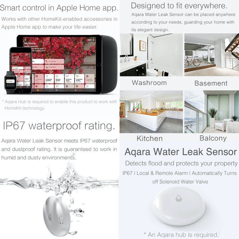 Aqara Water Leak Sensor - Security & Home Automation (REQUIRES AQARA HUB)