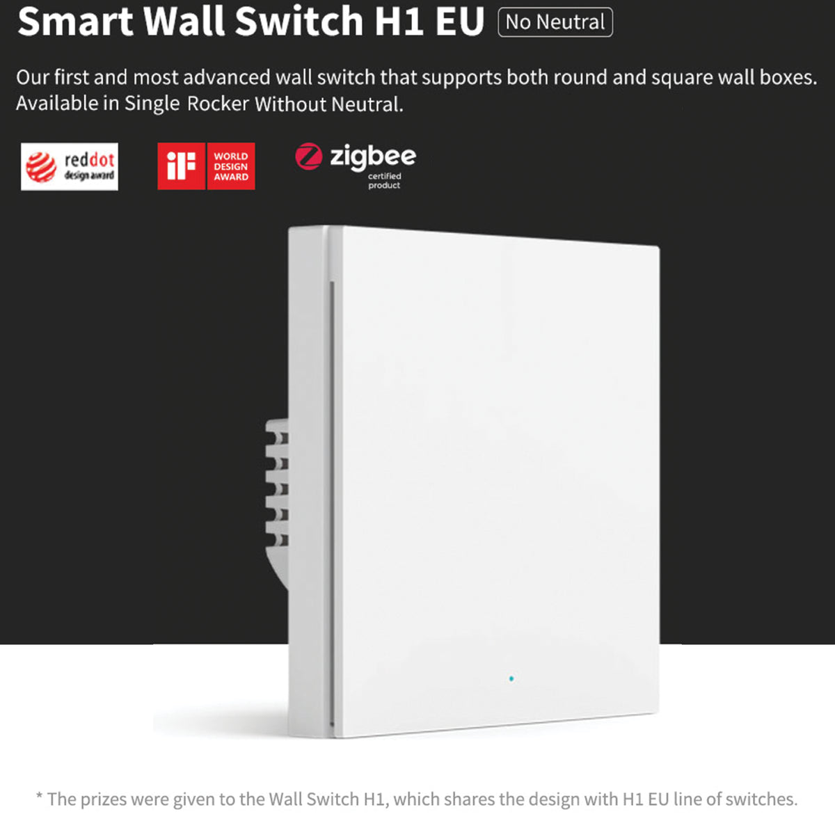 Aqara Smart Wall Switch H1 Single Switch (No Neutral) - REQUIRES AQARA HUB