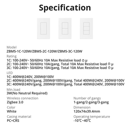SONOFF Zigbee Smart Wall Switch ZBM5 – No Neutral