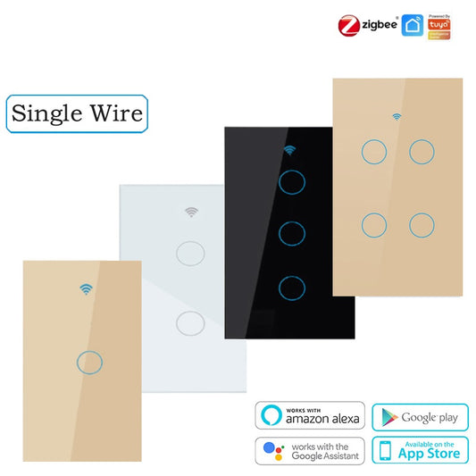 Smart Touch Switch Universal ZigBee Wall Touch Smart Light Switch (Works with or without Neutral wire)
