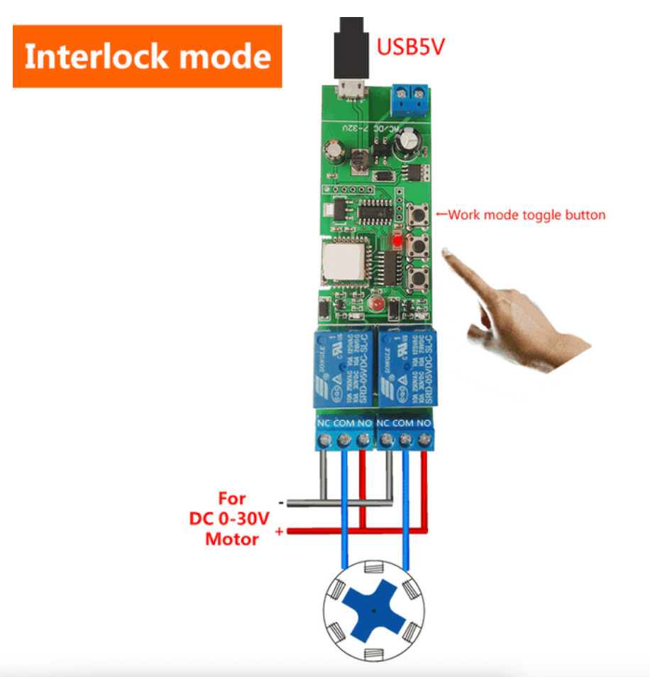 WiFi Inching Relay Momentary/Self-Locking/Interlock Switch Module (ST-DC2)