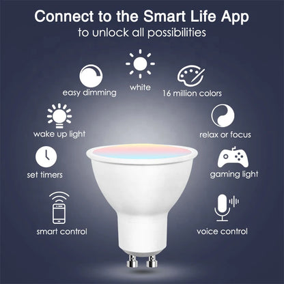 WIFI CONTROL SMART LIFE TUYA RGB CCT 5W GU10 LED DOWNLIGHT BULB