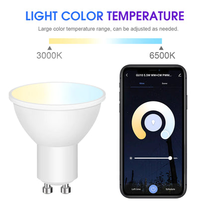WIFI CONTROL SMART LIFE TUYA RGB CCT 5W GU10 LED DOWNLIGHT BULB