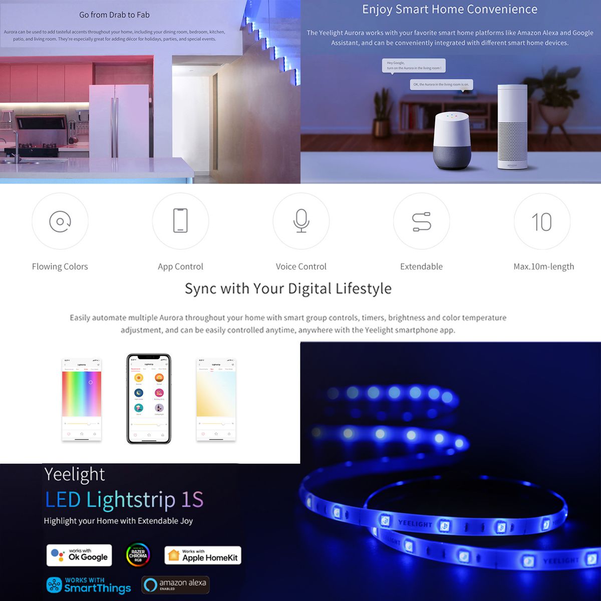 Yeelight LED Lightstrip 1S (EU Plug) - Smart 2m Long Expandable
