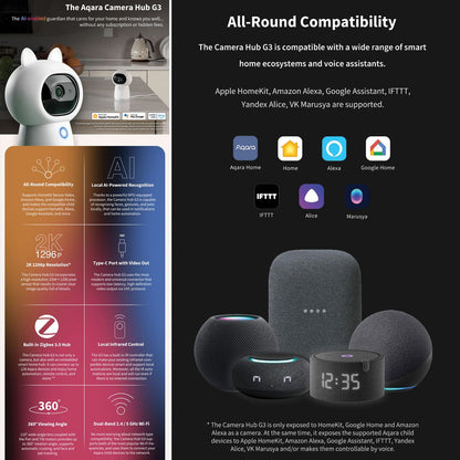 Aqara Camera Hub G3 - Apple HomeKit Secure Video, 2K, 360 FoV, Night Vision, Zigbee 3.0