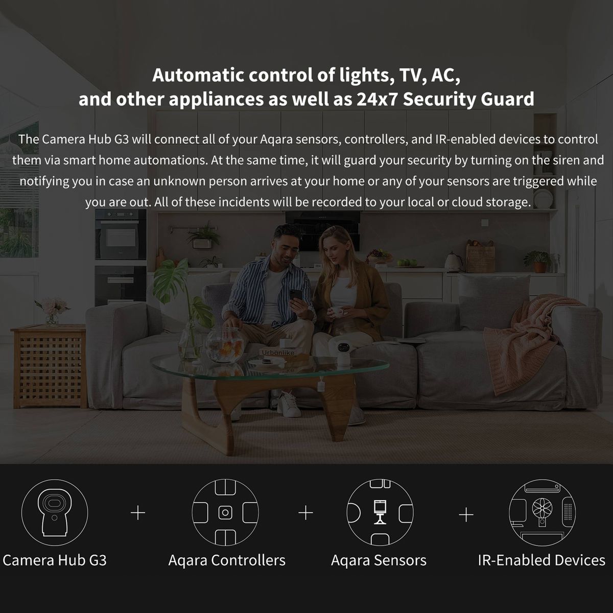 Aqara 2K Security Indoor Camera Hub G3, AI Facial and Gesture Recognition,  Infrared Remote Control, 360° Viewing Angle via Pan and Tilt, Works with